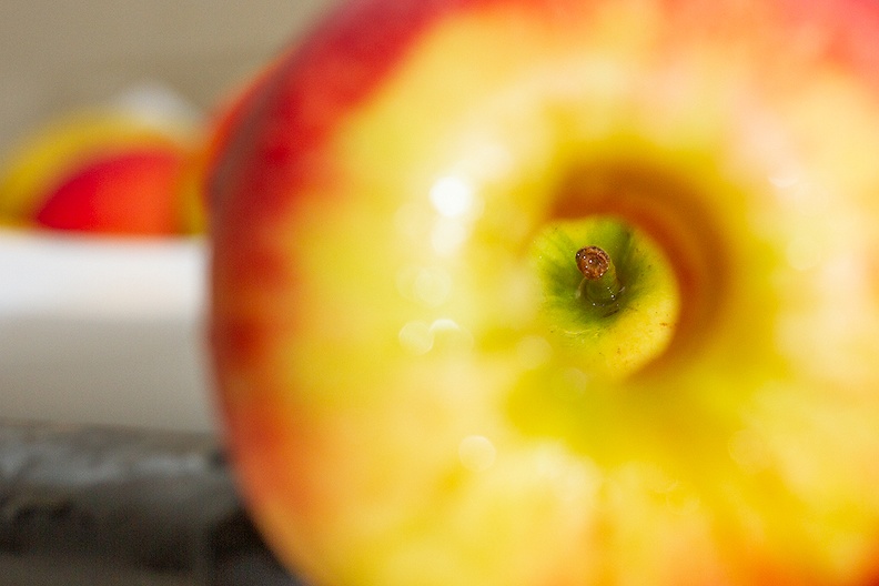 Playing with apples while making dinner today. An apple as seen through an apple hole