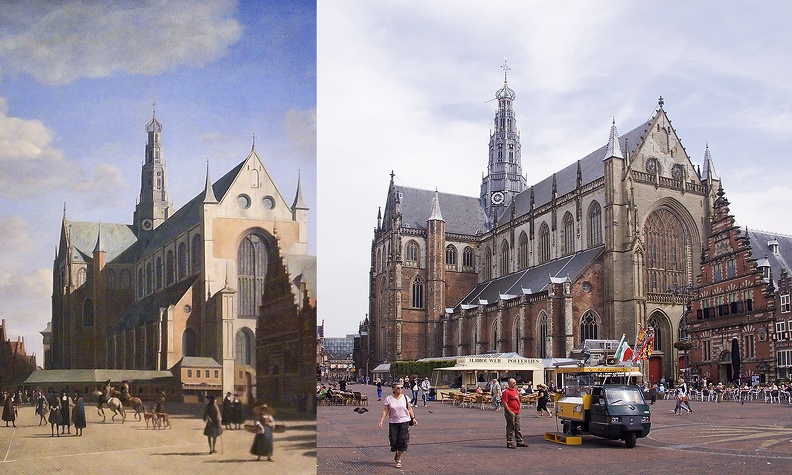 The market square at Haarlem with the Great or St. Bavo church. Made photos in the 
