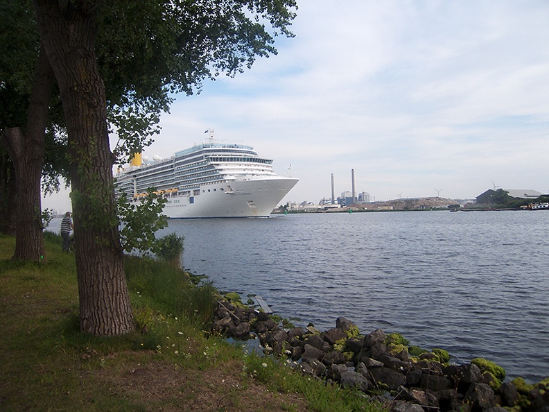 A cruiseship on the canal this afternoon.