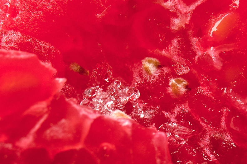 The inside of a frozen raspberry.