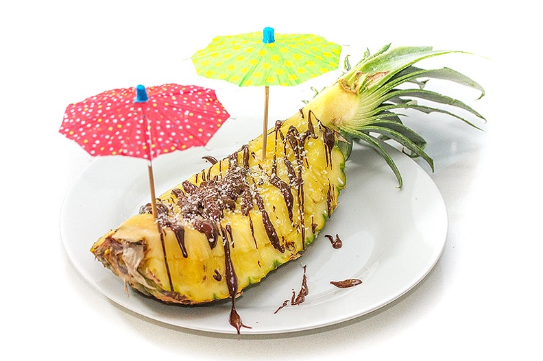 Needed more vitamins today. Pineapple with chocolate and grated coconut.