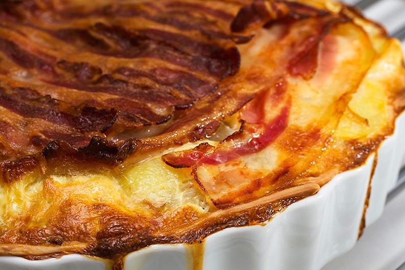 Feeling better today, so time for a endive/potato (or is it chicory/potato) pie with bacon.