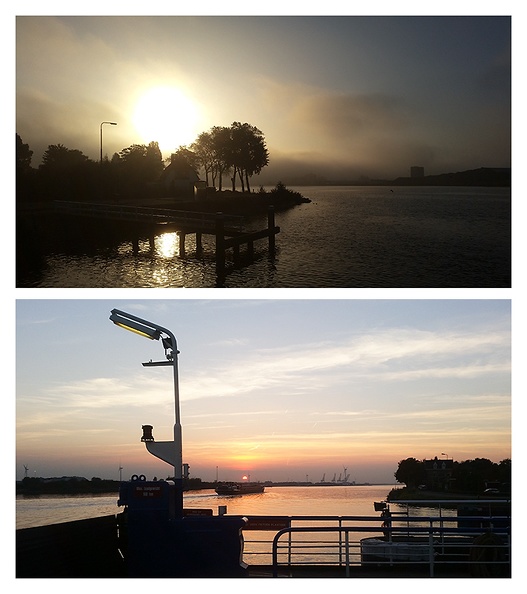 Sunrise and sunset  at the ferry today.