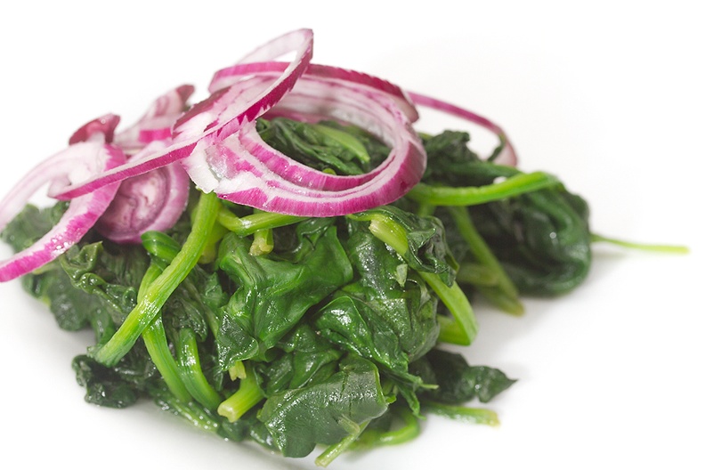Busy with food again today. Spinach and red onion.