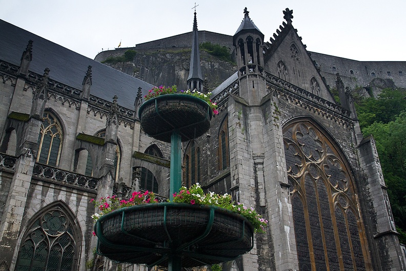 Church and citadel of Dinant on a rainy afternoon