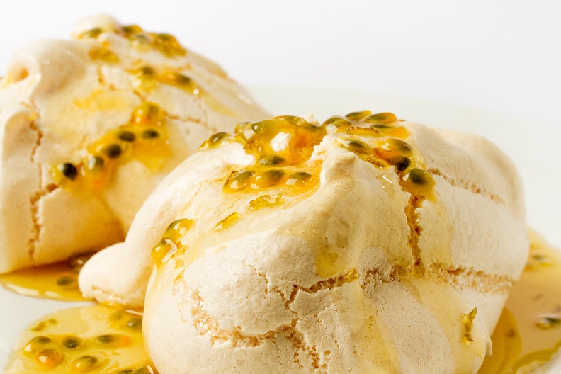 My (home made) dessert today! Meringues with a lime syrup/passion fruit sauce.