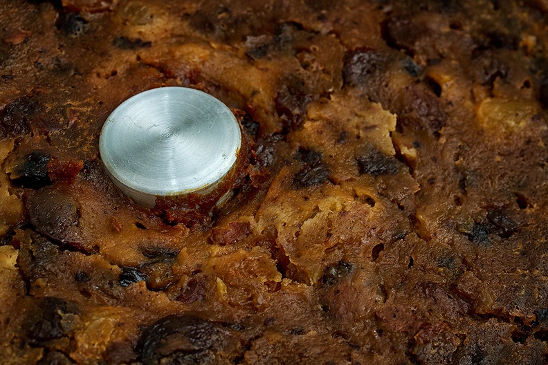 A detail of the Christmas pudding I made today. 8 weeks to go before I can taste the result.