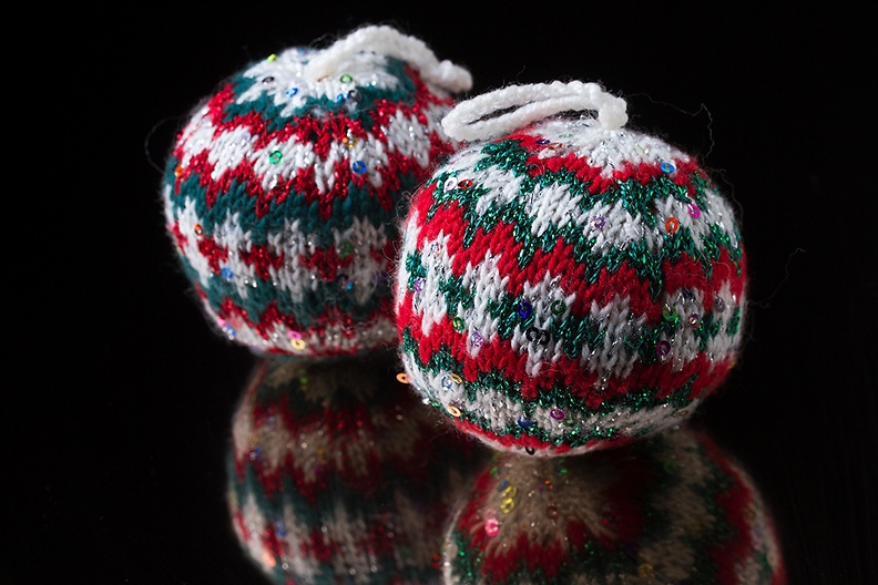 Christmas balls. As always knitted by my wife.