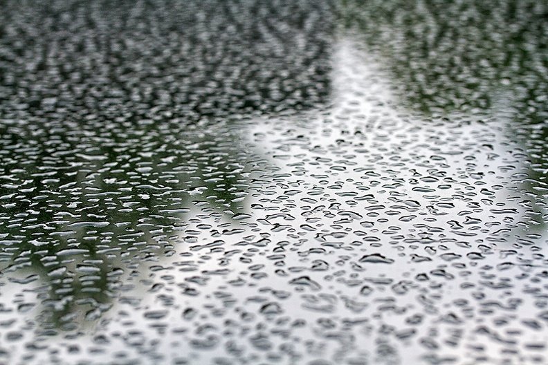 Raindrops on a garden table