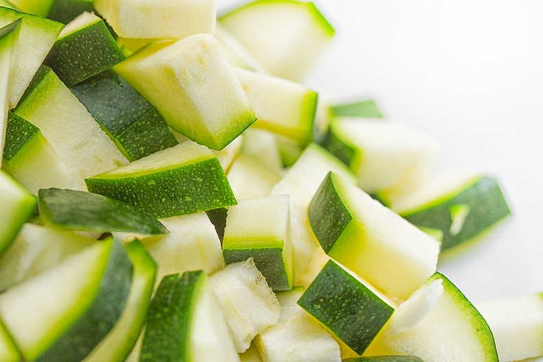 Sliced pieces of courgette
