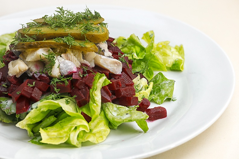 Homemade herring and beet salad