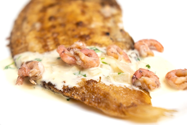Busy in the kitchen today. Baked sole with a white wine sauce and shrimps