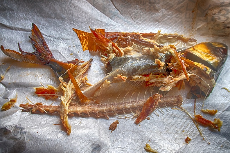 Remains of a smoked mackerel