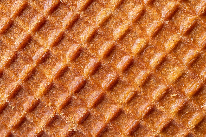 Close-up of a syrup waffle