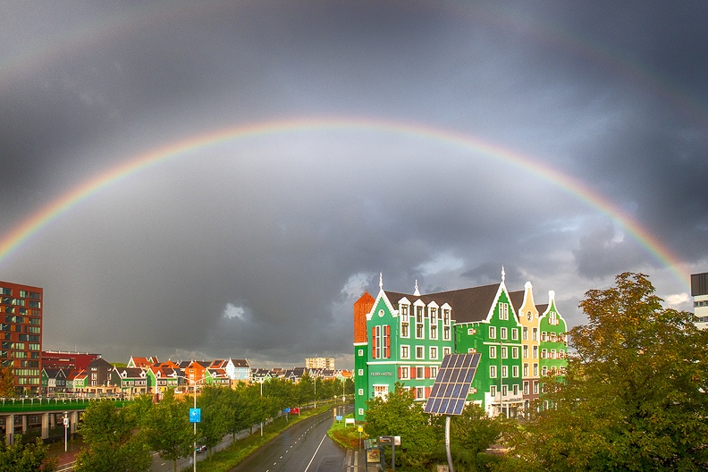 City view (Zaandam) on a rainy morning