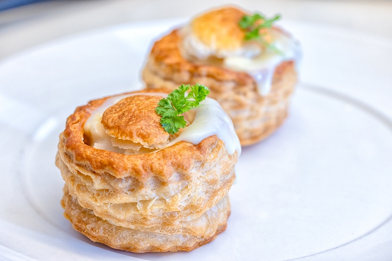 Puff pastry  filled with homemade chicken ragout