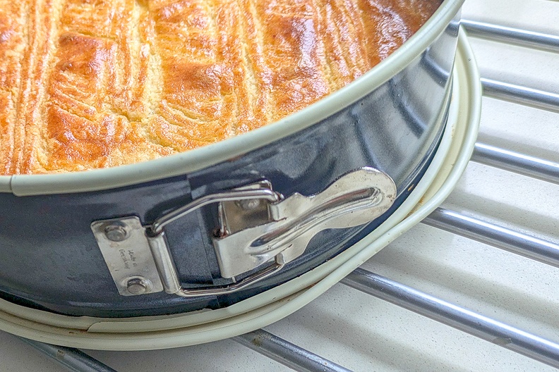 My (still hot) springform pan filled with 
