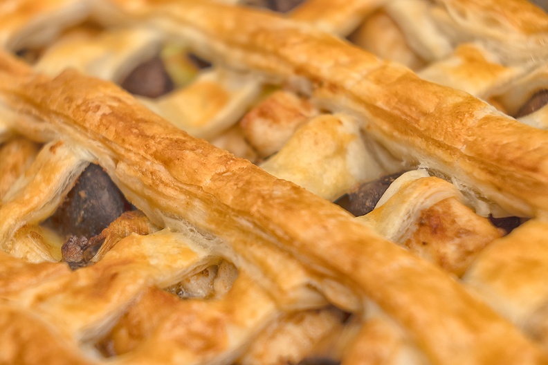Mushroom puff pastry pie, straight from the oven