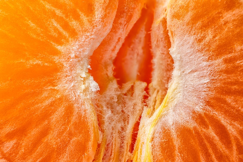 The inside of a mandarin orange