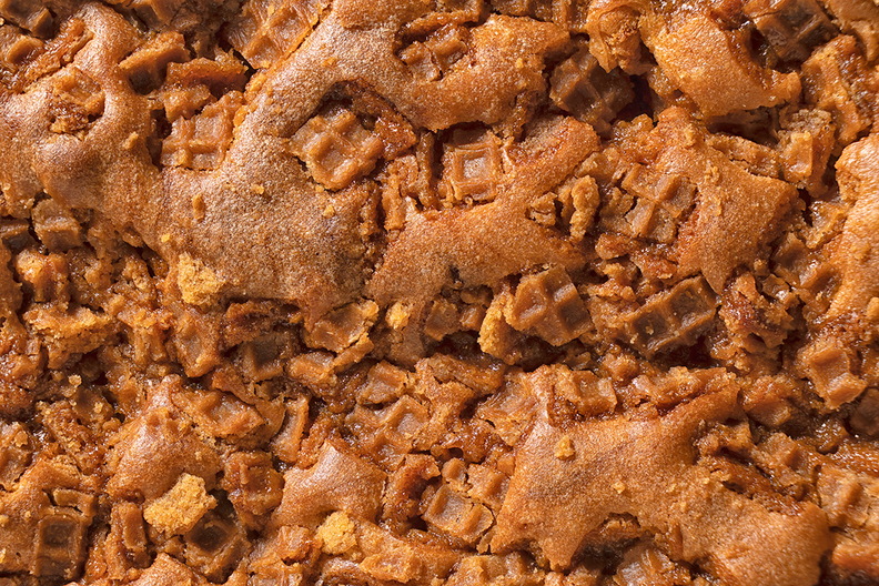 Top of a syrup waffle pie. Still cooling down.